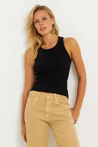 Cool & Sexy Women's Black-White Double Halter Neck Corded Blouse - Image 6