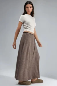 Hiccup BUSEM Binding Detailed textured Maxi Skirt - Image 4
