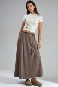 Hiccup BUSEM Binding Detailed textured Maxi Skirt - Image 5