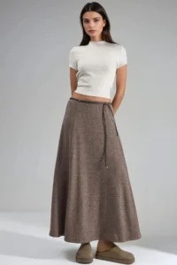 Hiccup BUSEM Binding Detailed textured Maxi Skirt - Image 7
