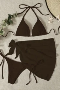 Angelsin Pareo Tied 3-Piece Bikini Set (Removable Covered) - Image 2