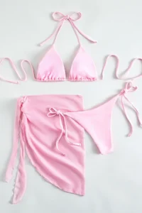 Angelsin Pareo Tied 3-Piece Bikini Set (Removable Covered) - Image 2