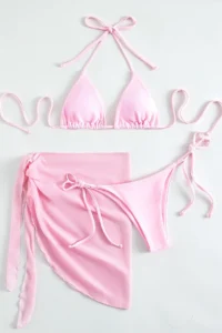 Angelsin Pareo Tied 3-Piece Bikini Set (Removable Covered) - Image 3