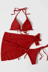 Angelsin Pareo Tied 3-Piece Bikini Set (Removable Covered) - Image 2