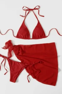 Angelsin Pareo Tied 3-Piece Bikini Set (Removable Covered) - Image 3