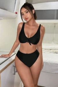 Angelsin Chic High Waist Bikini Set (Removable Covered) - Image 4