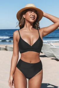 Angelsin Special Design Cross Front High Waist Bikini Set