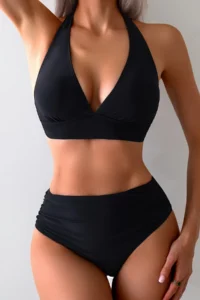 Angelsin Side Shirred Bikini Set (Removable Covered) - Image 2