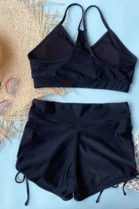 Angelsin Side Adjustable Drawstring Tankini Bikini Set with Swim Shorts - Image 2