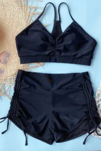 Angelsin Side Adjustable Drawstring Tankini Bikini Set with Swim Shorts - Image 3