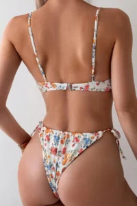 Angelsin Bottom tied up Floral Printed Bikini Set - Image 3