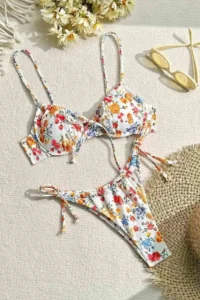 Angelsin Bottom tied up Floral Printed Bikini Set - Image 4
