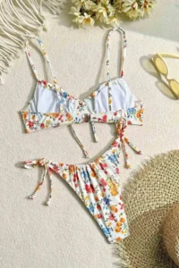 Angelsin Bottom tied up Floral Printed Bikini Set - Image 5