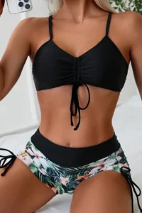 Angelsin Drawstring Adjustable Printed Bikini Set - Image 4