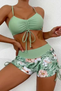 Angelsin Drawstring Adjustable Printed Bikini Set - Image 5
