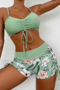 Angelsin Drawstring Adjustable Printed Bikini Set - Image 6