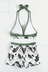 Angelsin Bikini Set with Printed Swim Shorts (Removable Covered) - Image 4