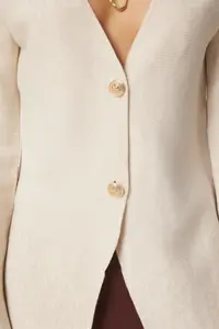 Happiness İstanbul Women Beige V-neck Chic buttoned Knitwear Cardigan - Image 5