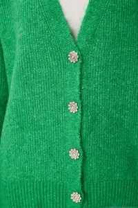 Happiness İstanbul Women Dark Blue Chic buttoned Knitwear Cardigan - Image 4