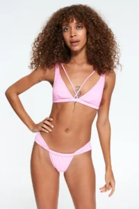 Pierre Cardin LONG Triangle brazilian Bikini Set Pink 217317
