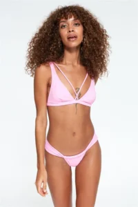 Pierre Cardin LONG Triangle brazilian Bikini Set Pink 217317 - Image 3