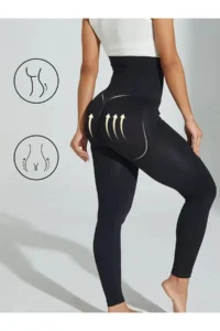 MİSTİRİK Mienmis Model Anti-Slip Belly and Abdomen Shaping Silicone Striped Corset Tights Black Color - Image 4