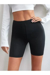 MİSTİRİK Porfy Model High Waist Silicone Striped Waist Does Not Leave Marks Does Not Show Underwear Laser Cut Shorts Black Color - Image 2
