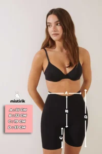 MİSTİRİK Porfy Model High Waist Silicone Striped Waist Does Not Leave Marks Does Not Show Underwear Laser Cut Shorts Black Color - Image 5