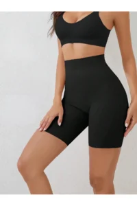 MİSTİRİK Porfy Model Seamless Lifting and Firming Laser Cut Short Tights Shorts Black Color - Image 3