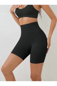 MİSTİRİK Porfy Model Seamless Lifting and Firming Laser Cut Short Tights Shorts Black Color - Image 4