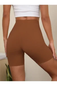 MİSTİRİK Porfy Model Seamless Lifting and Firming Laser Cut Short Shorts Brown Color - Image 2