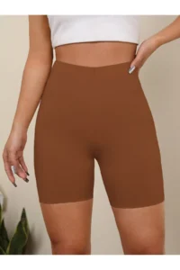 MİSTİRİK Porfy Model Seamless Lifting and Firming Laser Cut Short Shorts Brown Color - Image 4