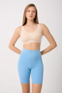 MİSTİRİK Porfy Model Anti-Slip Silicone Striped Biker Leggings Ice Blue Color090
