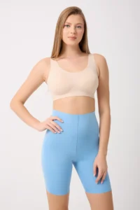 MİSTİRİK Porfy Model Anti-Slip Silicone Striped Biker Leggings Ice Blue Color090 - Image 2