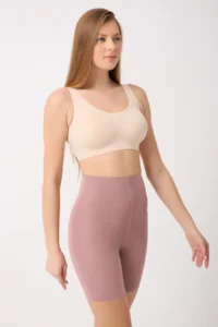 MİSTİRİK Porfy Model Anti-Slip Silicone Striped Biker Tights with Cuffs Dusty Rose Color090 - Image 2