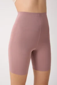 MİSTİRİK Porfy Model Anti-Slip Silicone Striped Biker Tights with Cuffs Dusty Rose Color090 - Image 3