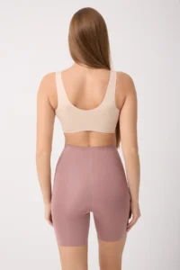 MİSTİRİK Porfy Model Anti-Slip Silicone Striped Biker Tights with Cuffs Dusty Rose Color090 - Image 4