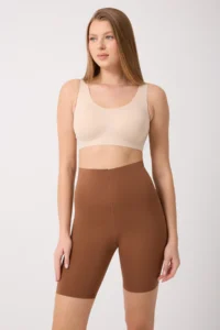 MİSTİRİK Porfy Model Anti-Slip Silicone Striped Biker Leggings Brown Color090