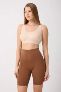 MİSTİRİK Porfy Model Anti-Slip Silicone Striped Biker Leggings Brown Color090 - Image 2
