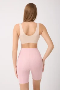 MİSTİRİK Porfy Model Anti-Slip Silicone Striped Biker Tights with Cuffs Light Pink Color090 - Image 4