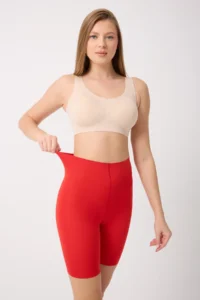 MİSTİRİK Porfy Model Anti-Slip Silicone Striped Biker Tights with Legs Red Color090 - Image 3