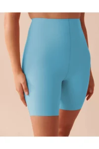 MİSTİRİK Porfy Model 3 Zone Effect Laser Cut Biker Tights Corset Blue Color