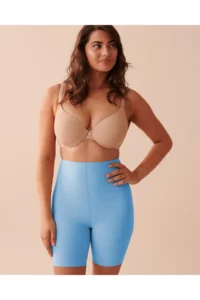MİSTİRİK Porfy Model 3 Zone Effect Laser Cut Biker Tights Corset Blue Color - Image 3