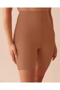 MİSTİRİK Porfy Model 3 Zone Effect Laser Cut Biker Tights Corset Brown Color