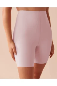 MİSTİRİK Porfy Model 3 Zone Effect Laser Cut Biker Tights Corset with Legs Light Pink Color