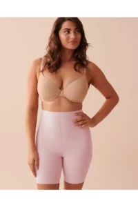 MİSTİRİK Porfy Model 3 Zone Effect Laser Cut Biker Tights Corset with Legs Light Pink Color - Image 3