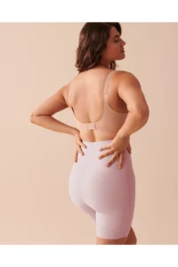 MİSTİRİK Porfy Model 3 Zone Effect Laser Cut Biker Tights Corset with Legs Light Pink Color - Image 4