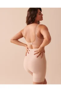 MİSTİRİK Porfy Model 3 Zone Effect Laser Cut Biker Tights Cuffed Corset Skin Color - Image 3