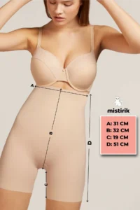 MİSTİRİK Porfy Model 3 Zone Effect Laser Cut Biker Tights Cuffed Corset Skin Color - Image 5