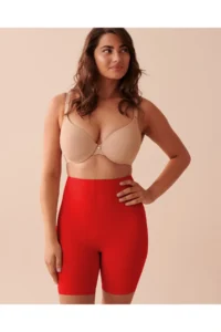 MİSTİRİK Porfy Model 3 Zone Effect Laser Cut Biker Tights Corset Red Color - Image 3